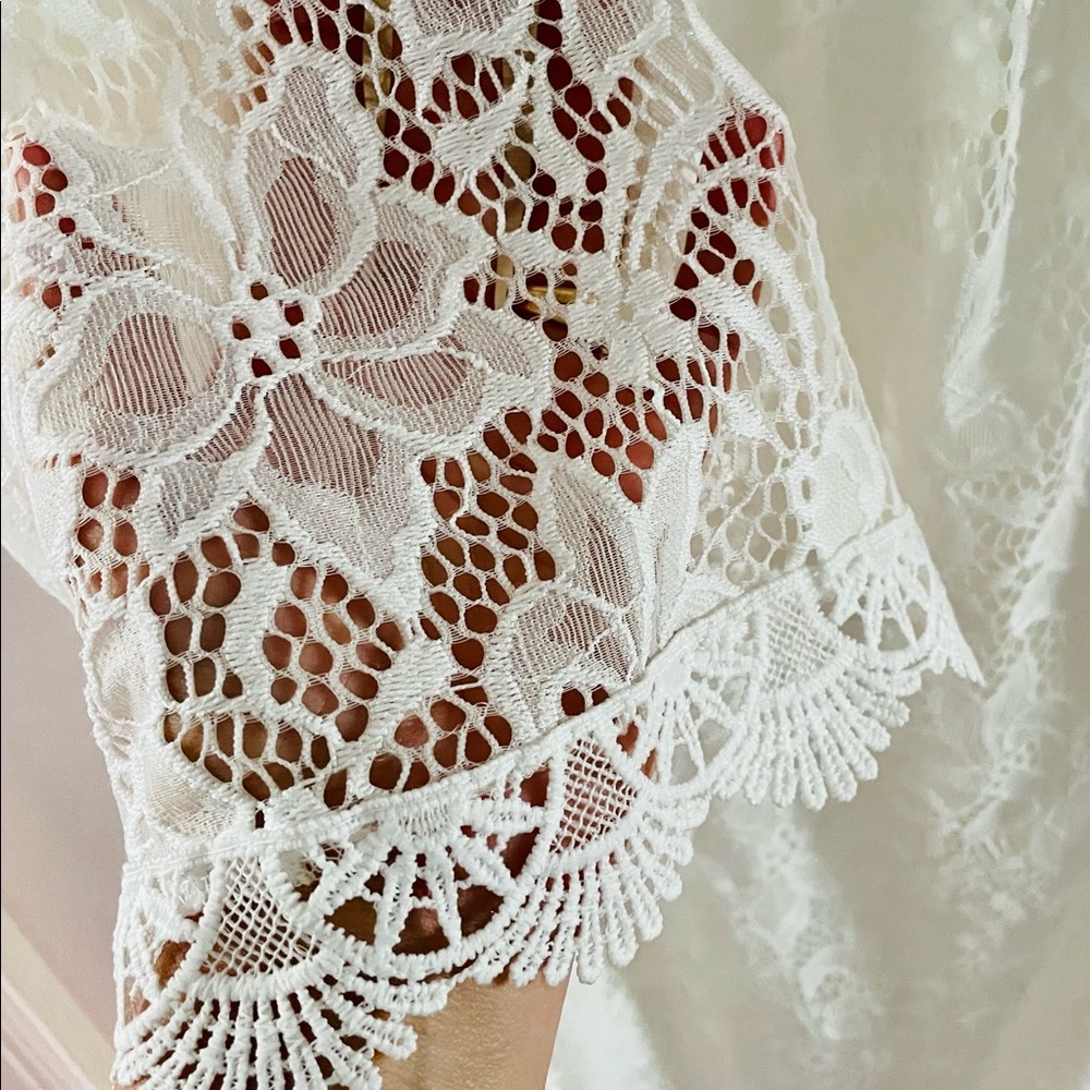 Gorgeous lace (fully lined bodice) to knee dress. Size L. Worn 1 X for 2 hours.